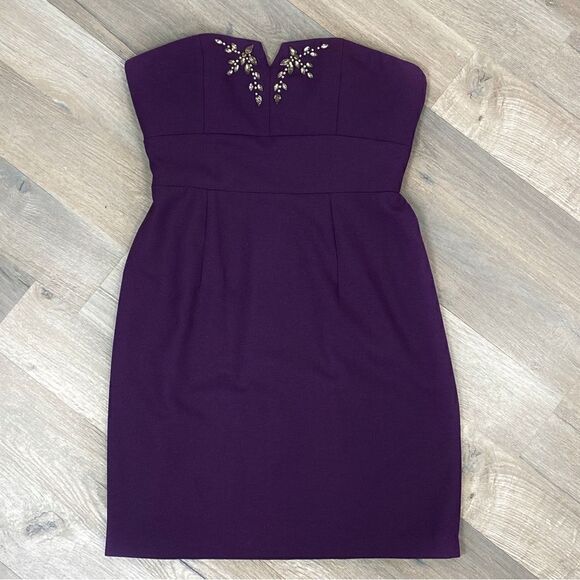 Max and Cleo Rhinestone Detail Strapless Sheath Dress Purple 2 - Picture 8 of 14